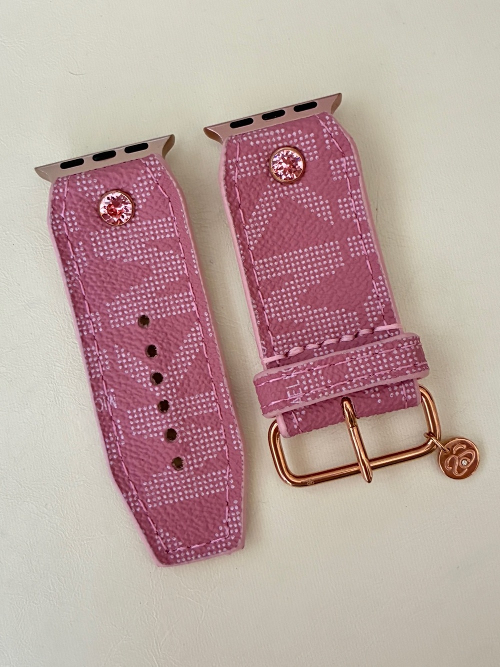 Spark*l Authentic Upcycled Michael Kors Pink Sivella Apple Watch Band - Size 1